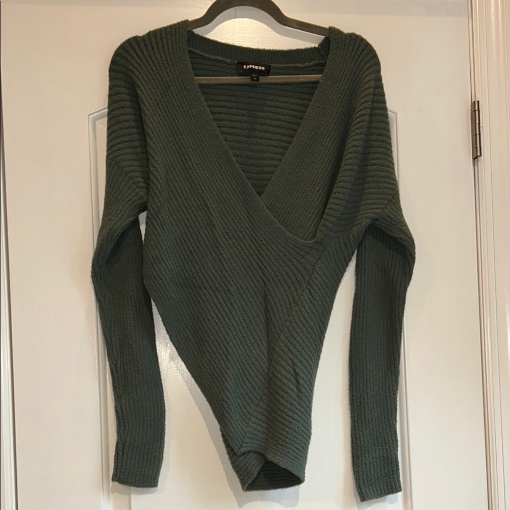Express mock wrap v-neck sweater